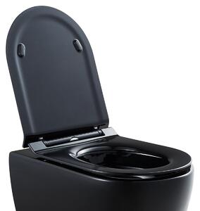 BERNSTEIN Sedile WC ultrapiatto in resina termoindurente U2019, nero, con chiusura ammortizzata e funzione Take-Off – Antibatterico, adatto a WC di forma a D