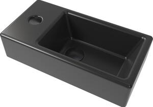 Swiss Aqua Technologies Brevis lavamano con foro per rubinetto a sinistra 40,5 cm x 20,5 cm, nero opaco