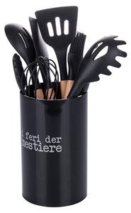 Set barattolo porta utensili nero da cucina con 7 utensili in silicone S.P.Q.eRe