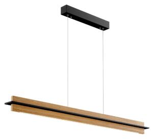 Quitani Lampada a sospensione LED Lexa, rovere/nero, lunghezza 118 cm