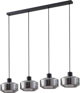 Lindby lampada a sospensione Hildur, 4 luci, 115 cm, grigio fumo, vetro