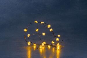 Catena luminosa decorativa a LED, stelle, luce lampeggiante, 20 diodi gialli, a batteria, per interni, 2 x AA 1,5V (escl.) 1269-000