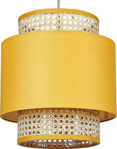 BELIANI Lampada a sospensione in tessuto di rattan giallo naturale paralume boho illuminazione a soffitto