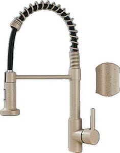 Rubinetto da cucina, doccetta estraibile, struttura in ottone, comando monocomando, beige con puntini
