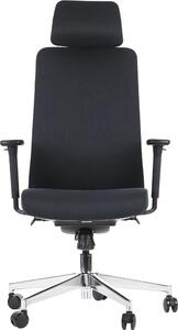 Sedia da ufficio girevole ergonomica XELO/F, base cromata, braccioli regolabili, seduta scorrevole (avanti-indietro), nero