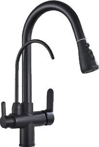 Rubinetto da cucina, doppia maniglia, acqua calda e fredda, nero B