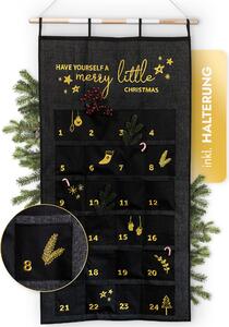AMARI ® 054 Calendario dell'Avvento da riempire - Calendario da parete con 24 scomparti da realizzare per Natale - Calendario dell'Avvento da appendere in tessuto