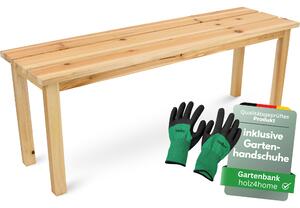 Holz4home® Panchina da giardino in legno naturale chiaro I Panchina piccola senza schienale I Panchina da parco a 2-3 posti per terrazza, giardino e balcone I Per bambini e adulti
