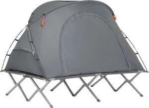 Set da campeggio, tenda e lettino da campeggio integrati, leggero e portatile, GRIGIO, 194x157x145cm