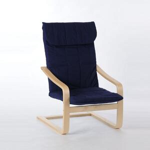Poltrona reclinabile Siesta con struttura in legno lamellare di betulla e rivestimento blu