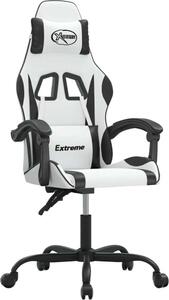 Sedia da Gaming Girevole Bianco e Nero in Pelle finta