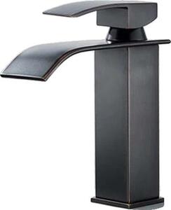 Rubinetto per lavabo, bocca a cascata, comando monocomando, corto nero opaco
