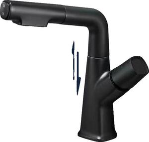 Rubinetto per lavabo, acciaio inossidabile, cartuccia Vetroceramica, nero opaco