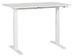 BELIANI Scrivania regolabile in altezza piano bianco con struttura in acciaio 120 x 72 cm regolazione elettrica in altezza ufficio moderno