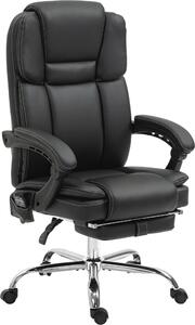 AIORBER Sedia da ufficio ergonomica con funzione massaggio e riscaldamento, poltrona direzionale con funzione reclinabile e poggiapiedi, regolabile in altezza, ecopelle nera