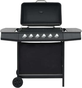 Barbecue a gas con 6 zone di cottura in acciaio nero