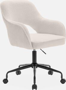 Sedia da ufficio bouclé con rotelle, Bianco