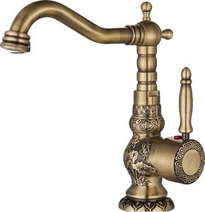 Rubinetto per lavabo, a soffitto, finitura ottone antico, corto