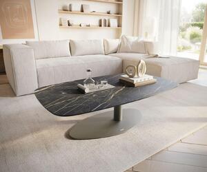 DELIFE Tavolino Edge Boot 120x70 cm Vetroceramica Laminam® Noir Desir Marrone Vibany Finitura effetto metallo Titanio