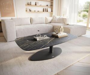 DELIFE Tavolino Edge Boot 120x70 cm Vetroceramica Laminam® Noir Desir Marrone Vibany Metallo Nero