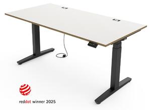 Scrivania regolabile in altezza Yaasa Desk Expert, elettrica, 160 x 80 cm, impiallacciatura di betulla bianca/nera – Stabilità superiore, sistema di sollevamento automatico e passacavo integrato