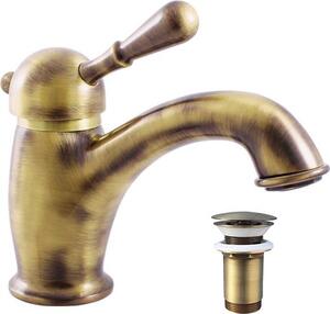 LABE - Miscelatore per lavabo con bocca di erogazione, ottone vecchio (bronzo) L427.0SM, RAV Slezák