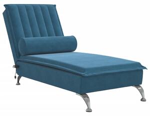 Chaise longue da massaggio con bolster in velluto blu