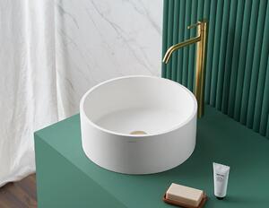 SANYCCES Lavabo da appoggio Lucena rotondo Ø 40 cm in fusione minerale, bianco opaco