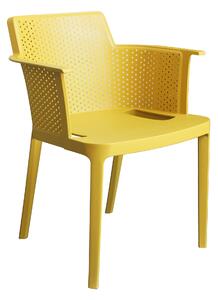 Sedia poltrona impilabile da esterno giardino bar in resina con braccioli e seduta larga Texas - Yellow