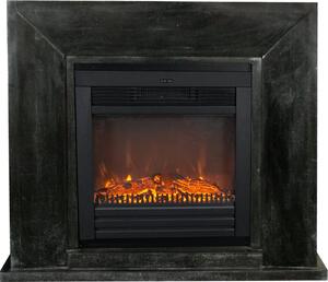 Caminetto elettrico Xaralyn - Nero ELU-SBP - pietra naturale lucida nera - riscaldamento 1400 watt - con telecomando - caminetto da incasso incluso - caminetto decorativo