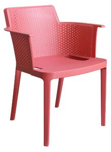 Sedia poltrona impilabile da esterno giardino bar in resina con braccioli e seduta larga Texas - Red