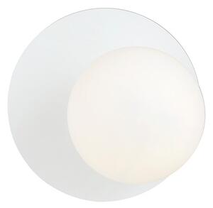 Lampada Da Parete Contemporanea Oslo 1 Luce In Acciaio Bianco E Vetro Opalino