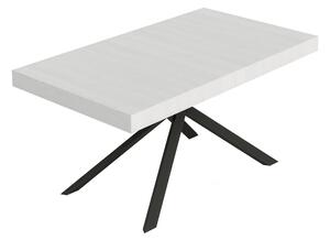 Tavolo Allungabile 160 cm con 5 allunghe NIKET Dimensioni 90x160xh77 cm estensibile fino a 420 cm Allunghe da 52 cm, gambe Antracite Tavolo colore Bianco Frassino