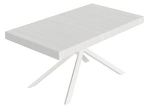 Tavolo Allungabile 160 cm con 5 allunghe NIKET Dimensioni 90x160xh77 cm estensibile fino a 420 cm Allunghe da 52 cm, gambe Bianche Tavolo colore Bianco Frassino