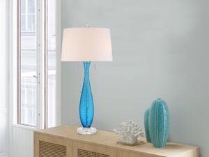 Grande lampada da tavolo a LED in stile Art Nouveau con base in vetro e paralume in tessuto Credenza da soggiorno