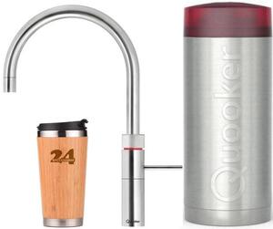 "Miscelatore QUOOKER FUSION Round COMBI B cromo & 100°C (22FRCHR)" (2 pezzi) miscelatore per lavello con funzione di acqua bollente a 100°C *Incluso thermomug