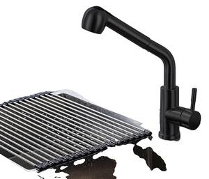 Rubinetto da cucina, design estraibile, superficie nichelata, 04001nero