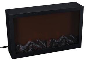 Camino elettrico decorativo - 41 x 10 x 25 cm - Effetto fiamma LED - Metallo nero - Montaggio a parete - Riscaldamento d'ambiente