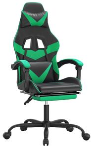 VidaXL Sedia da gioco con poggiapiedi in ecopelle nera e verde