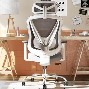 Sedia da ufficio ergonomica con supporto lombare 3D e braccioli regolabili in 3 dimensioni – design ergonomico a forma di V, comoda sedia da scrivania per ufficio e casa, colore bianco