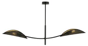 Sospensione Nordica 2 Luci Lotus In Acciaio Nero Oro Bracci Regolabili