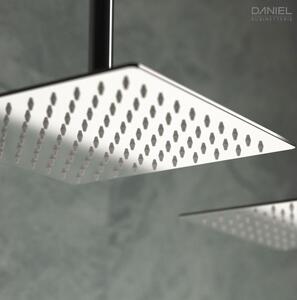 Soffione design angolare 25 cm, doccia a pioggia con ugelli anticalcare in ottone cromato