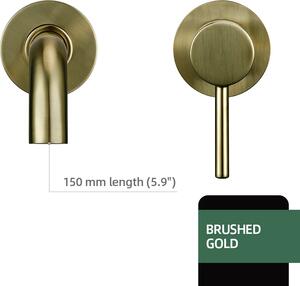 Miscelatore per lavabo, struttura in ottone, finitura oro spazzolato, BG-150 mm