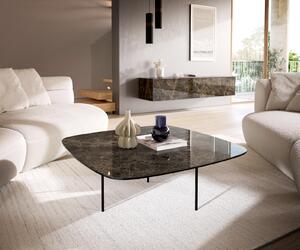 DELIFE Tavolino Edge Boot 90x90 cm Vetroceramica Emperador Extra Lucidato Marrone Scuro Trive Metallo Nero