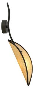 Applique Nordica 1 Luce Lotus In Acciaio Nero E Rattan