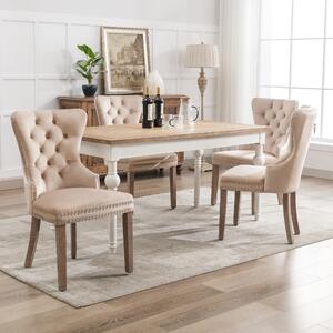 COLAMY Set di 4 sedie da cucina, moderne e imbottite, con schienale fisso, in tessuto, con gamba in legno, per sala da pranzo, cucina, ristorante, grigio chiaro