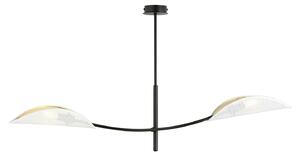 Sospensione Nordica 2 Luci Lotus In Acciaio Nero Bianco E Oro Bracci Regolabili