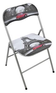 Sedia pieghevole da interno o esterno in acciaio con seduta e schienale in PVC imbottito Closy - Paris DimGray