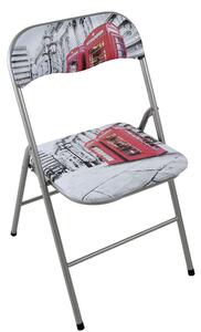 Sedia pieghevole da interno o esterno in acciaio con seduta e schienale in PVC imbottito Closy - London Gray