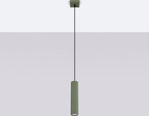 Lampada a sospensione Alluminio L: 8 cm H: max. 118 cm Verde oliva GU10 Moderna Lampada a sospensione